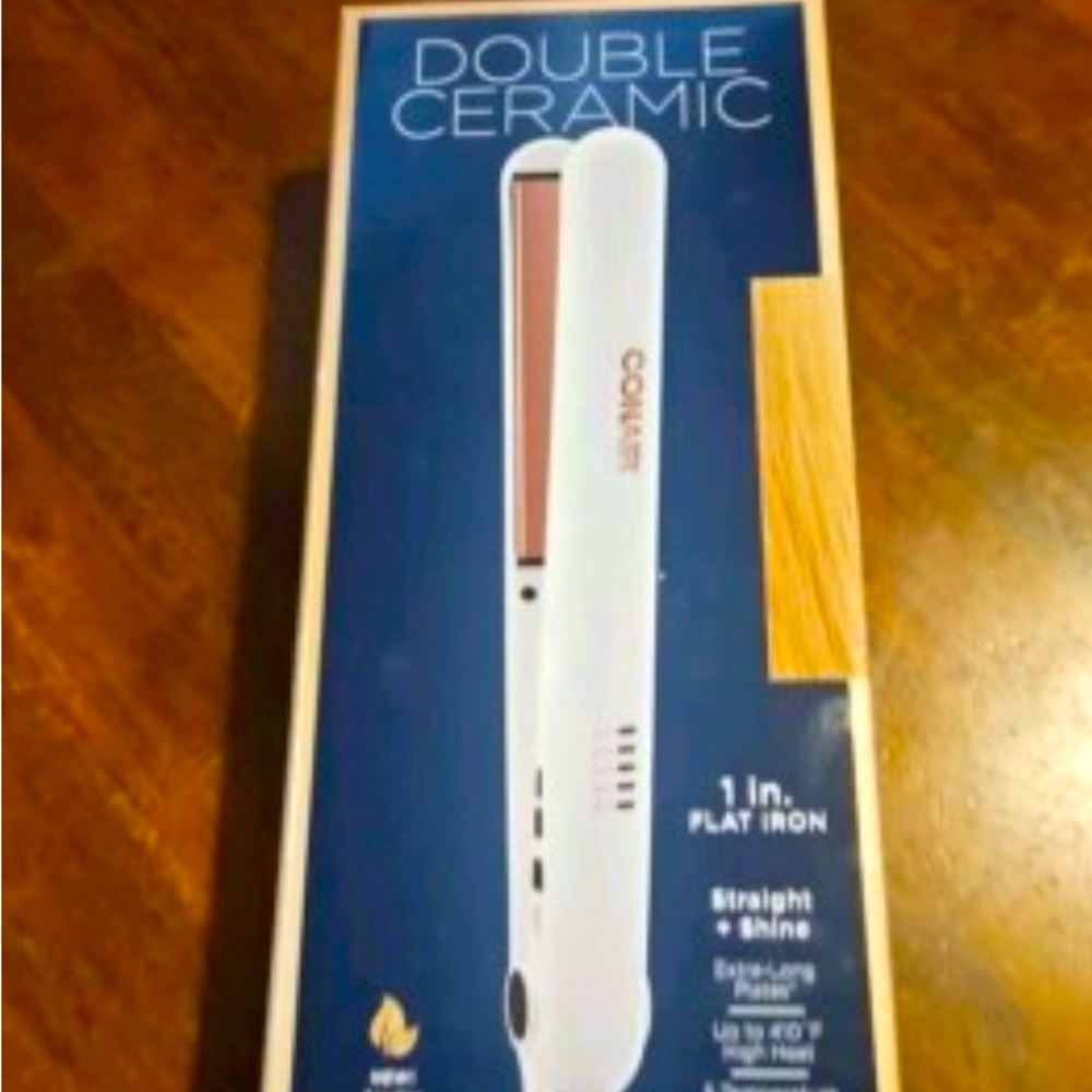 Conair Double Ceramic Flat Iron 1”  - White w/rose gold accents
(imperfect box)